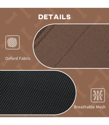 PawHut 76cm Elevated Dog Bed Cooling Raised Pet Cot UV Protection Canopy Coffee