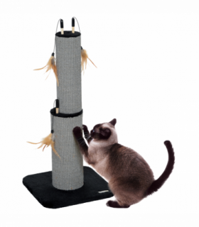 PawHut 78cm Tall Cat Scratching Post with 3 Toy Feathers, Black