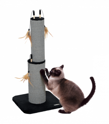 PawHut 78cm Tall Cat Scratching Post with 3 Toy Feathers, Black