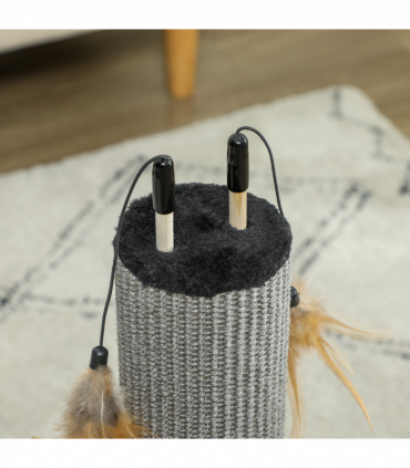 PawHut 78cm Tall Cat Scratching Post with 3 Toy Feathers, Black