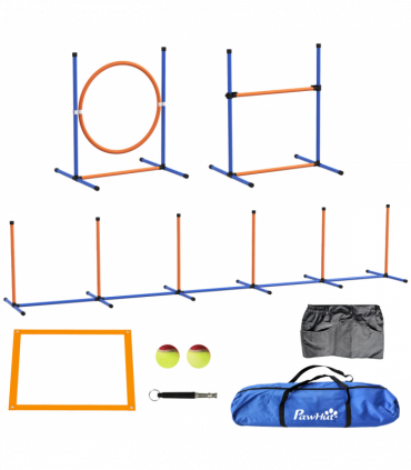 PawHut 8 Piece Dog Agility Equipment Set, Outdoor Agility Kit for Pet, Orange
