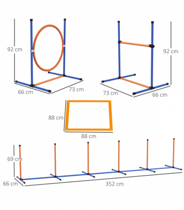 PawHut 8 Piece Dog Agility Equipment Set, Outdoor Agility Kit for Pet, Orange