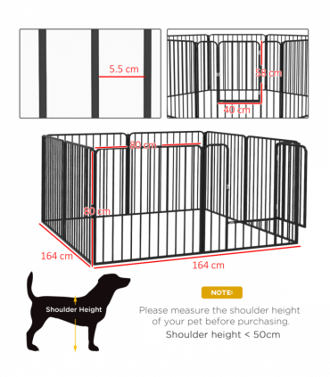 PawHut 80cm 8 Panels Heavy-Duty Dog Playpen for Small, Medium Dogs