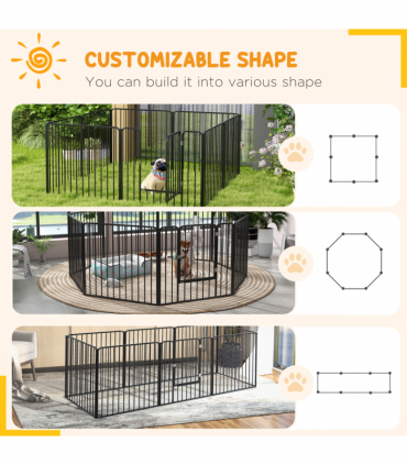 PawHut 80cm 8 Panels Heavy-Duty Dog Playpen for Small, Medium Dogs