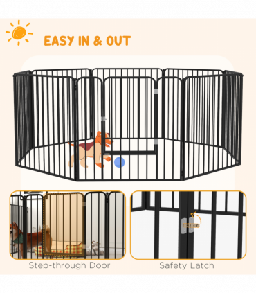 PawHut 80cm 8 Panels Heavy-Duty Dog Playpen for Small, Medium Dogs