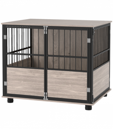 PawHut 80cm Dog Crate Furniture Dog Cage End Table Indoor w/ Doors, Cushion