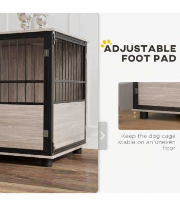 PawHut 80cm Dog Crate Furniture Dog Cage End Table Indoor w/ Doors, Cushion