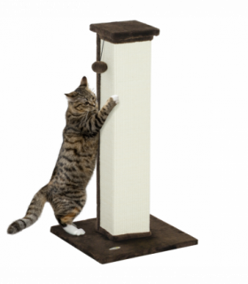 PawHut 81cm Cat Scratching Post w/ Sisal Rope, Hanging Ball Soft Plush Brown