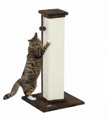 PawHut 81cm Cat Scratching Post w/ Sisal Rope, Hanging Ball Soft Plush Brown