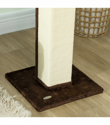 PawHut 81cm Cat Scratching Post w/ Sisal Rope, Hanging Ball Soft Plush Brown