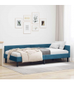 vidaXL Corner Bed Frame Blue 100 x 200 cm Velvet and Engineered wood