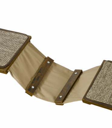 PawHut 8Pcs Wall Mounted Cat Shelves w/ Posts, Perches, Ladder - Brown