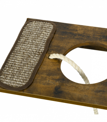 PawHut 8Pcs Wall Mounted Cat Shelves w/ Posts, Perches, Ladder - Brown