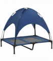 PawHut 92cm Elevated Dog Bed Cooling Raised Pet Cot UV Protection Canopy Blue