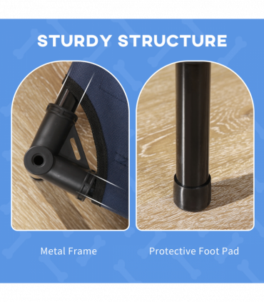 PawHut 92cm Elevated Dog Bed Cooling Raised Pet Cot UV Protection Canopy Blue