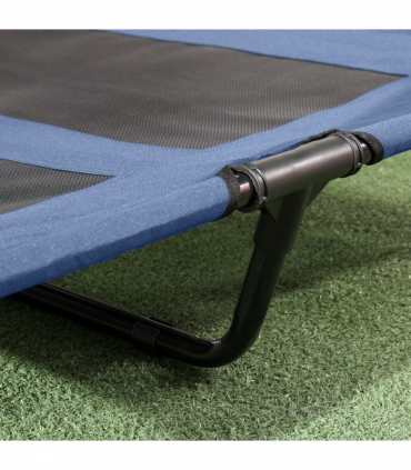 PawHut 92cm Elevated Dog Bed Cooling Raised Pet Cot UV Protection Canopy Blue