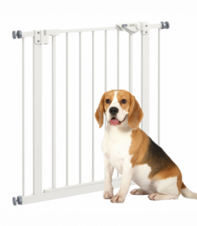 PawHut Adjustable Safety Gate w/ 1 Extensions and Four Adjustable Screws, White