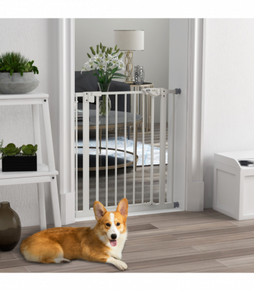 PawHut Adjustable Safety Gate w/ 1 Extensions and Four Adjustable Screws, White