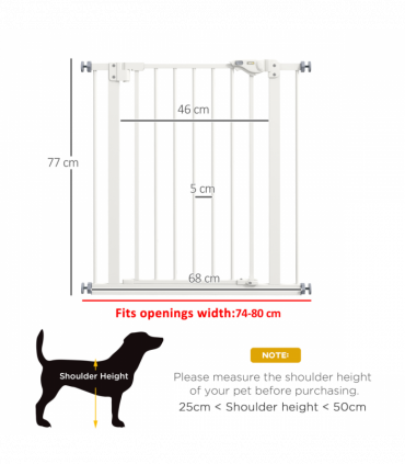 PawHut Adjustable Safety Gate w/ 1 Extensions and Four Adjustable Screws, White