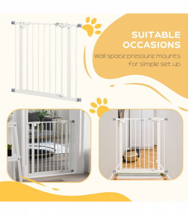 PawHut Adjustable Safety Gate w/ 1 Extensions and Four Adjustable Screws, White