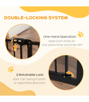 PawHut Adjustable Safety Gate w/ 2 Extensions and Four Adjustable Screws, Black