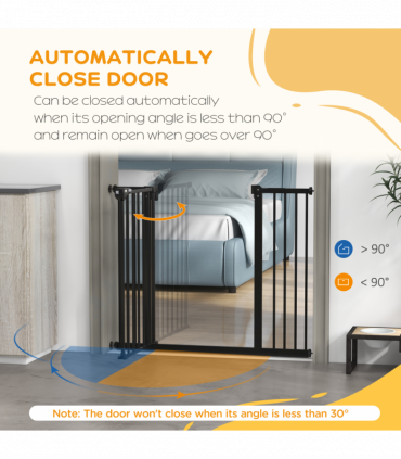 PawHut Adjustable Safety Gate w/ 2 Extensions and Four Adjustable Screws, Black