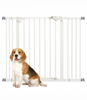 PawHut Adjustable Safety Gate w/ 2 Extensions and Four Adjustable Screws, White