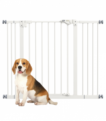 PawHut Adjustable Safety Gate w/ 2 Extensions and Four Adjustable Screws, White