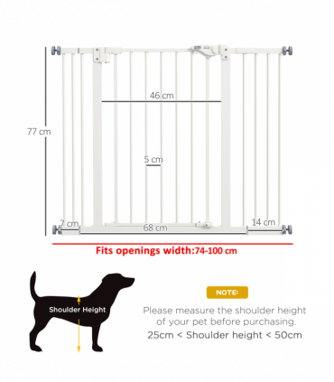 PawHut Adjustable Safety Gate w/ 2 Extensions and Four Adjustable Screws, White