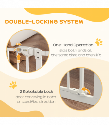 PawHut Adjustable Safety Gate w/ 2 Extensions and Four Adjustable Screws, White