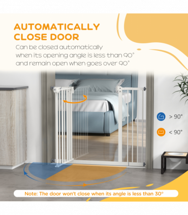 PawHut Adjustable Safety Gate w/ 2 Extensions and Four Adjustable Screws, White