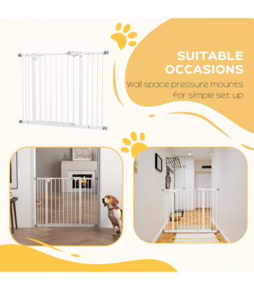 PawHut Adjustable Safety Gate w/ 2 Extensions and Four Adjustable Screws, White