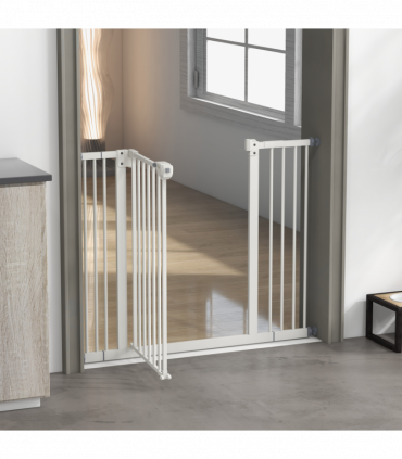 PawHut Adjustable Safety Gate w/ 2 Extensions and Four Adjustable Screws, White