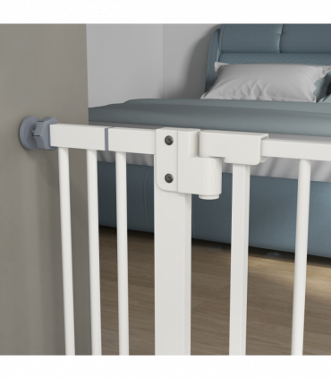 PawHut Adjustable Safety Gate w/ 2 Extensions and Four Adjustable Screws, White