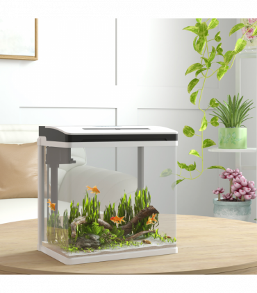 PawHut Aquarium 13L Glass Fish Tank w/ Filter, LED Lighting, Water Pump