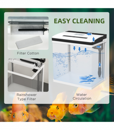 PawHut Aquarium 13L Glass Fish Tank w/ Filter, LED Lighting, Water Pump