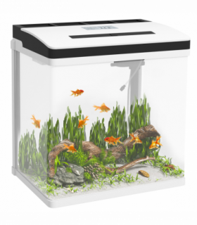 PawHut Aquarium 28L Glass Fish Tank w/ Filter, LED Lighting, Water Pump