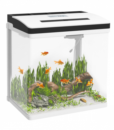 PawHut Aquarium 28L Glass Fish Tank w/ Filter, LED Lighting, Water Pump