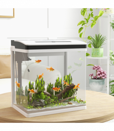 PawHut Aquarium 28L Glass Fish Tank w/ Filter, LED Lighting, Water Pump