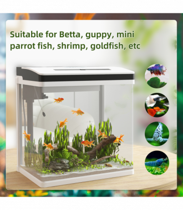 PawHut Aquarium 28L Glass Fish Tank w/ Filter, LED Lighting, Water Pump