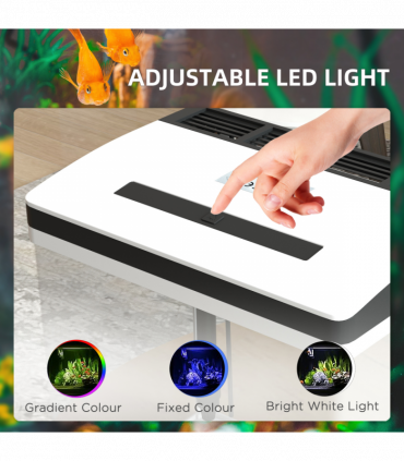 PawHut Aquarium 28L Glass Fish Tank w/ Filter, LED Lighting, Water Pump