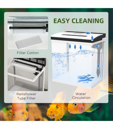 PawHut Aquarium 28L Glass Fish Tank w/ Filter, LED Lighting, Water Pump