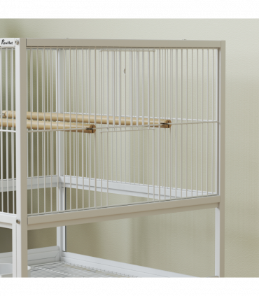 PawHut Bird Cage Parrot Cage with Rolling Stand Acrylic Viewing Panels White