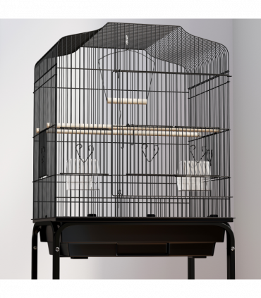 PawHut Bird Cage for Budgie Finch Canary Parakeet W/ Stand Tray Black
