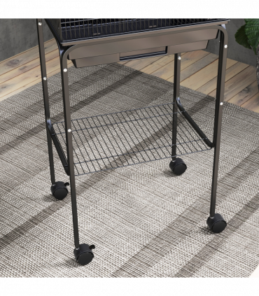 PawHut Bird Cage for Budgie Finch Canary Parakeet W/ Stand Tray Black