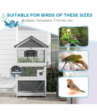 PawHut Bird Cage w/ Stands for Finches, Parakeets, Small Birds - Grey