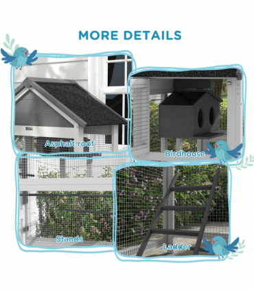 PawHut Bird Cage w/ Stands for Finches, Parakeets, Small Birds - Grey