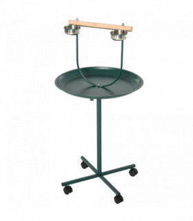 PawHut Bird Perch Stand, T-Stand Bird Training with Perch, Wheels, Bowls, Green