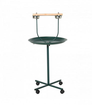 PawHut Bird Perch Stand, T-Stand Bird Training with Perch, Wheels, Bowls, Green