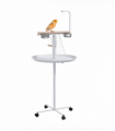 PawHut Bird Table with Four Wheels, Perches, Stainless Steel Bowls, Round Tray